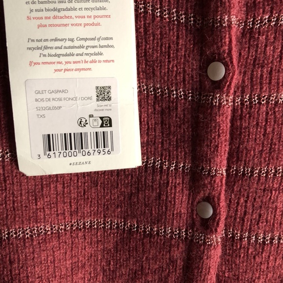 NWT Sezane gaspard cardigan dark rosewood! - Picture 7 of 7